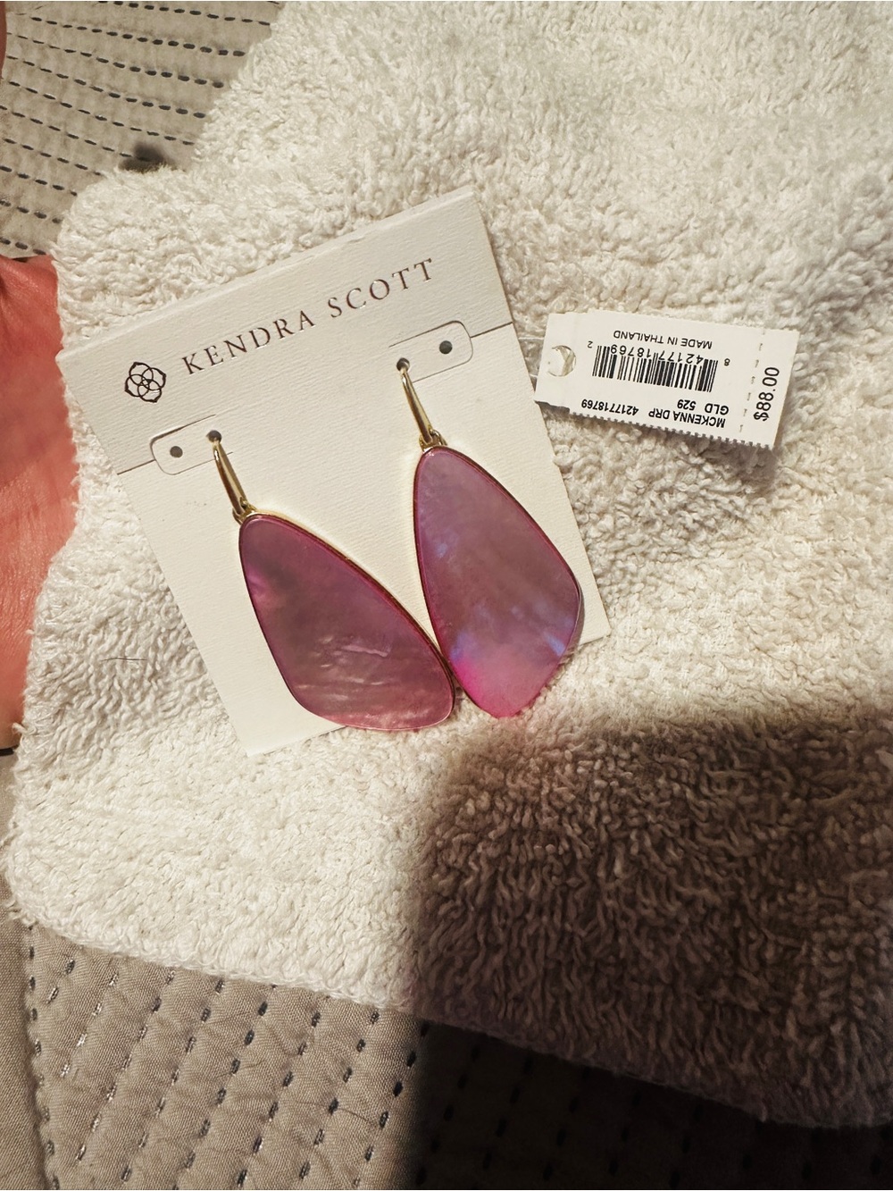 Kendra Scott McKenna Drop Earrings Gold Pink Mother of Pearl NWT